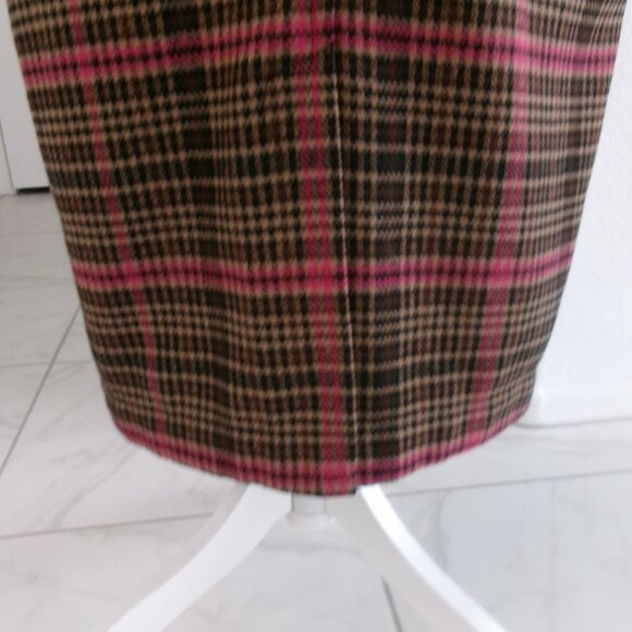 New Wild Fable Wool Blend Plaid Oversize Midi Coat Brown Tan Fuchsia Pink S / M - Picture 8 of 14